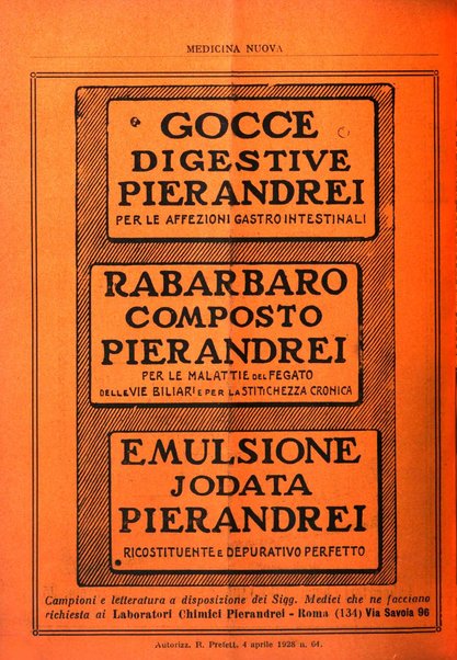 Medicina nuova periodico settimanale di scienze mediche, giurisprudenza sanitaria, medicina sociale e interessi delle classi sanitarie