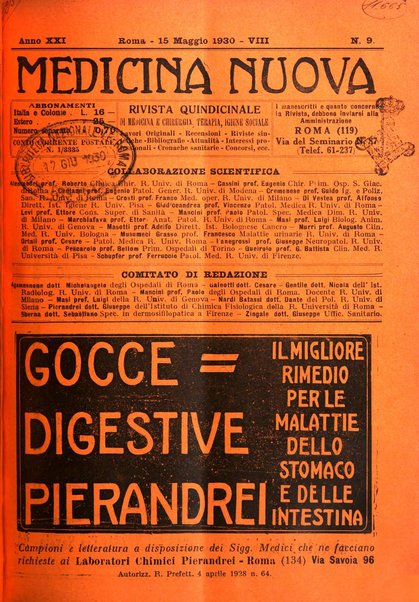 Medicina nuova periodico settimanale di scienze mediche, giurisprudenza sanitaria, medicina sociale e interessi delle classi sanitarie