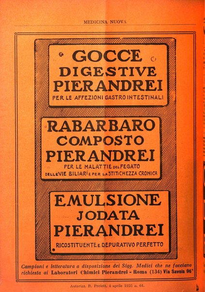 Medicina nuova periodico settimanale di scienze mediche, giurisprudenza sanitaria, medicina sociale e interessi delle classi sanitarie