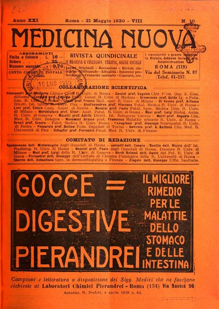 Medicina nuova periodico settimanale di scienze mediche, giurisprudenza sanitaria, medicina sociale e interessi delle classi sanitarie