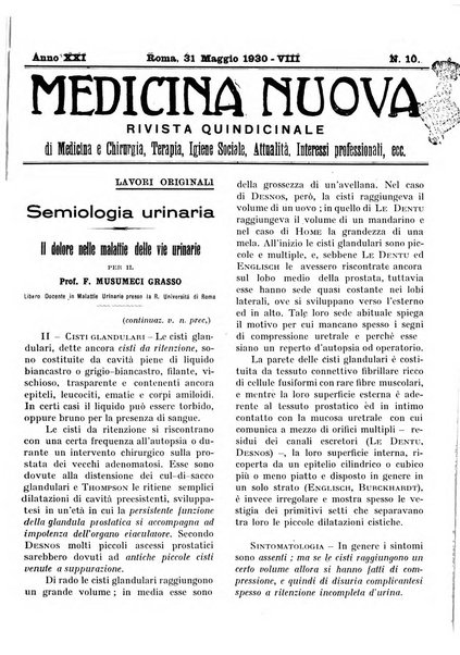 Medicina nuova periodico settimanale di scienze mediche, giurisprudenza sanitaria, medicina sociale e interessi delle classi sanitarie