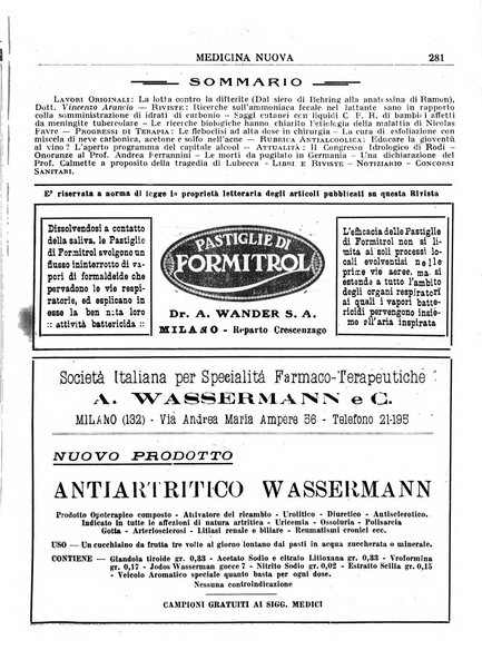 Medicina nuova periodico settimanale di scienze mediche, giurisprudenza sanitaria, medicina sociale e interessi delle classi sanitarie