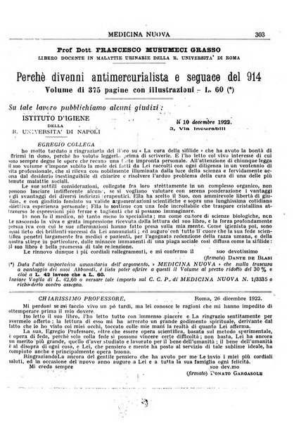 Medicina nuova periodico settimanale di scienze mediche, giurisprudenza sanitaria, medicina sociale e interessi delle classi sanitarie