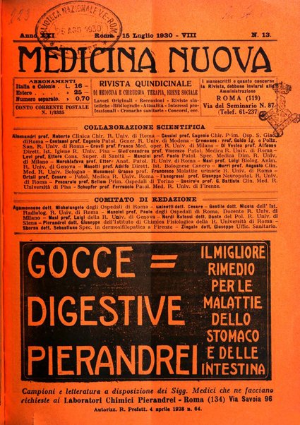 Medicina nuova periodico settimanale di scienze mediche, giurisprudenza sanitaria, medicina sociale e interessi delle classi sanitarie