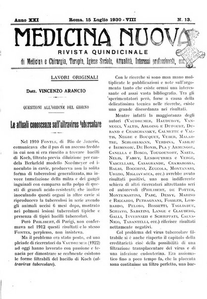 Medicina nuova periodico settimanale di scienze mediche, giurisprudenza sanitaria, medicina sociale e interessi delle classi sanitarie