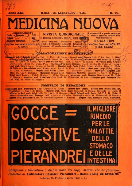 Medicina nuova periodico settimanale di scienze mediche, giurisprudenza sanitaria, medicina sociale e interessi delle classi sanitarie