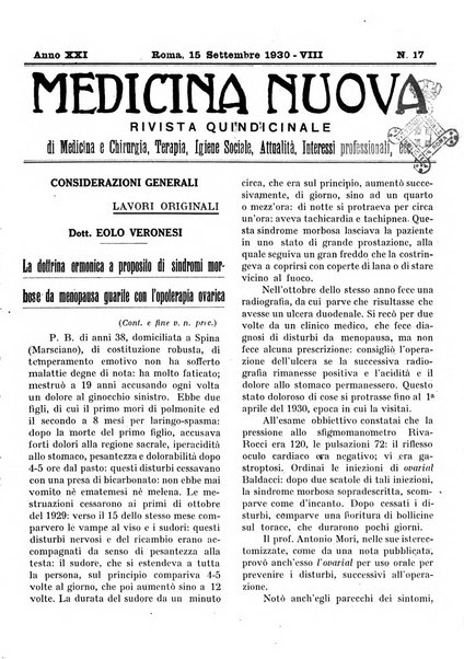 Medicina nuova periodico settimanale di scienze mediche, giurisprudenza sanitaria, medicina sociale e interessi delle classi sanitarie