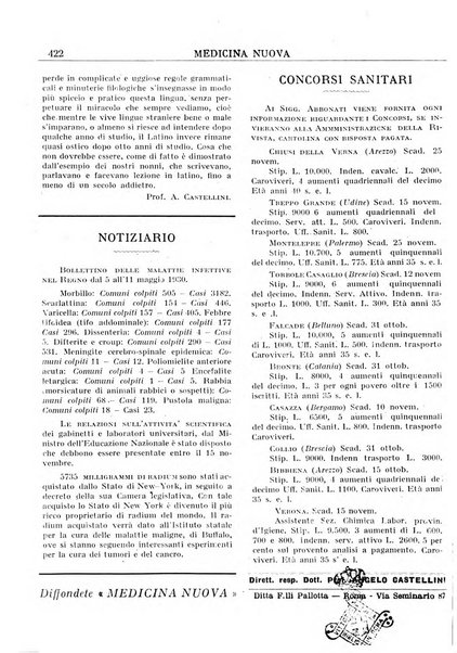 Medicina nuova periodico settimanale di scienze mediche, giurisprudenza sanitaria, medicina sociale e interessi delle classi sanitarie