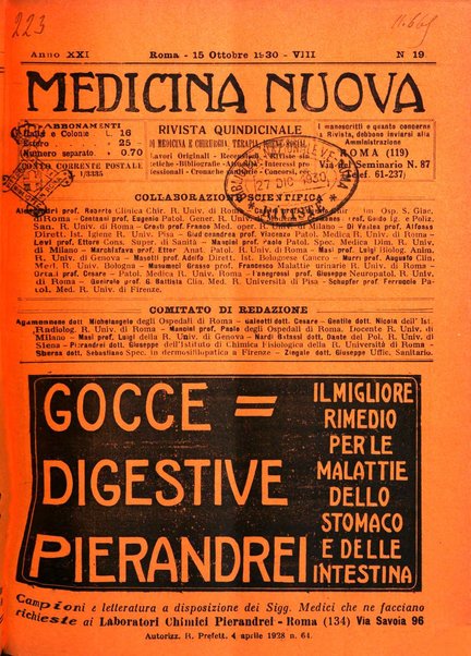 Medicina nuova periodico settimanale di scienze mediche, giurisprudenza sanitaria, medicina sociale e interessi delle classi sanitarie