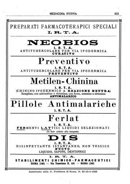 Medicina nuova periodico settimanale di scienze mediche, giurisprudenza sanitaria, medicina sociale e interessi delle classi sanitarie