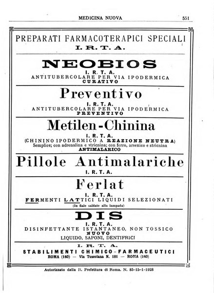 Medicina nuova periodico settimanale di scienze mediche, giurisprudenza sanitaria, medicina sociale e interessi delle classi sanitarie