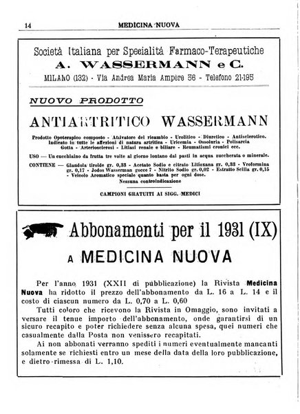 Medicina nuova periodico settimanale di scienze mediche, giurisprudenza sanitaria, medicina sociale e interessi delle classi sanitarie