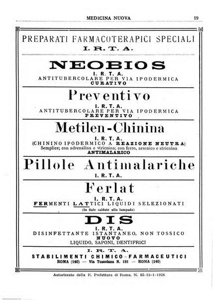 Medicina nuova periodico settimanale di scienze mediche, giurisprudenza sanitaria, medicina sociale e interessi delle classi sanitarie