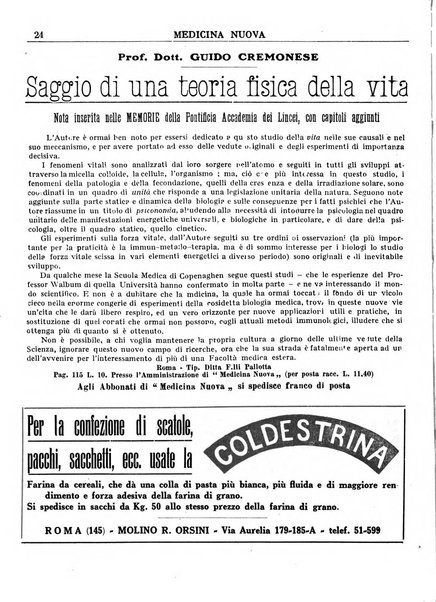 Medicina nuova periodico settimanale di scienze mediche, giurisprudenza sanitaria, medicina sociale e interessi delle classi sanitarie