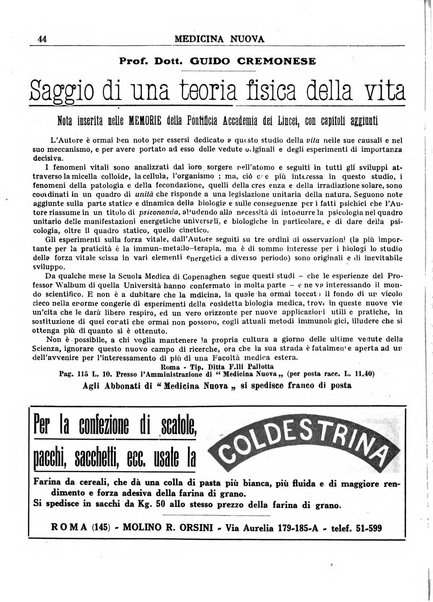 Medicina nuova periodico settimanale di scienze mediche, giurisprudenza sanitaria, medicina sociale e interessi delle classi sanitarie