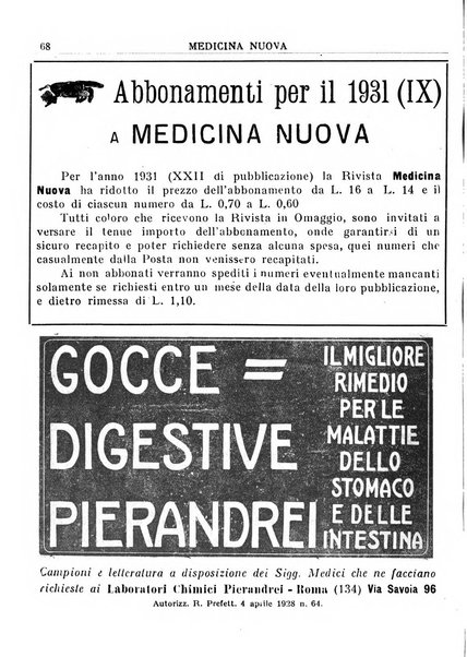 Medicina nuova periodico settimanale di scienze mediche, giurisprudenza sanitaria, medicina sociale e interessi delle classi sanitarie