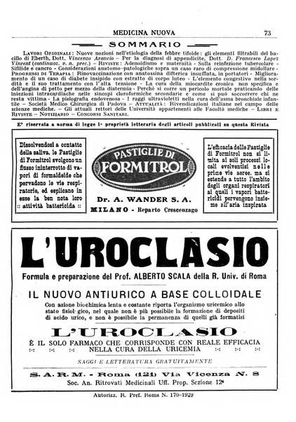 Medicina nuova periodico settimanale di scienze mediche, giurisprudenza sanitaria, medicina sociale e interessi delle classi sanitarie