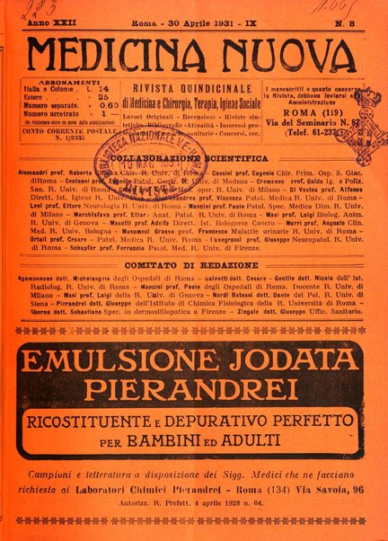 Medicina nuova periodico settimanale di scienze mediche, giurisprudenza sanitaria, medicina sociale e interessi delle classi sanitarie