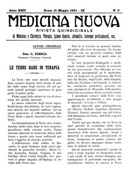 Medicina nuova periodico settimanale di scienze mediche, giurisprudenza sanitaria, medicina sociale e interessi delle classi sanitarie