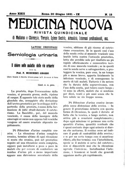 Medicina nuova periodico settimanale di scienze mediche, giurisprudenza sanitaria, medicina sociale e interessi delle classi sanitarie