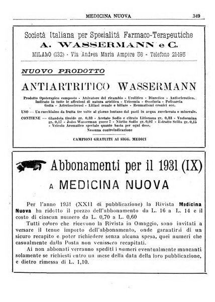 Medicina nuova periodico settimanale di scienze mediche, giurisprudenza sanitaria, medicina sociale e interessi delle classi sanitarie