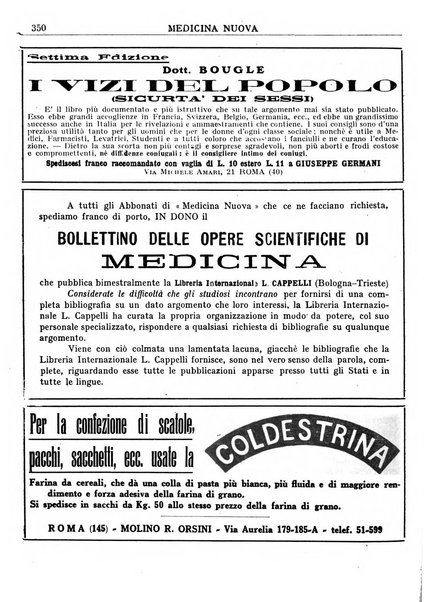 Medicina nuova periodico settimanale di scienze mediche, giurisprudenza sanitaria, medicina sociale e interessi delle classi sanitarie