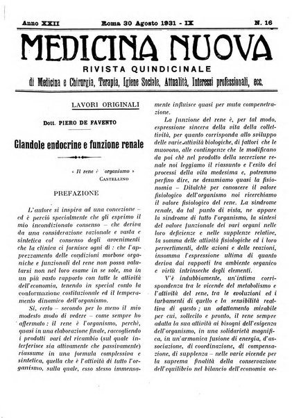 Medicina nuova periodico settimanale di scienze mediche, giurisprudenza sanitaria, medicina sociale e interessi delle classi sanitarie