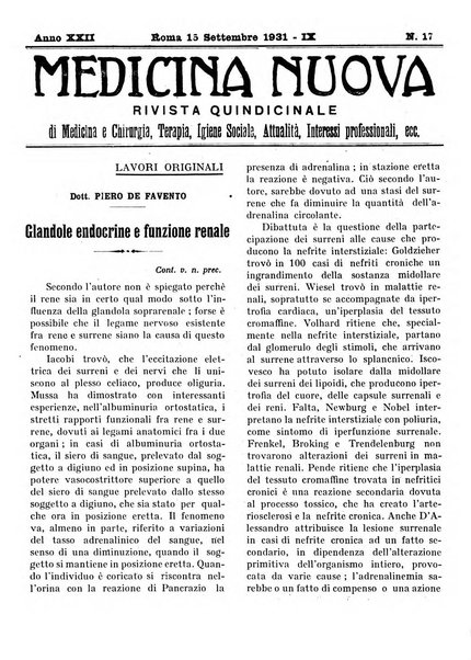 Medicina nuova periodico settimanale di scienze mediche, giurisprudenza sanitaria, medicina sociale e interessi delle classi sanitarie