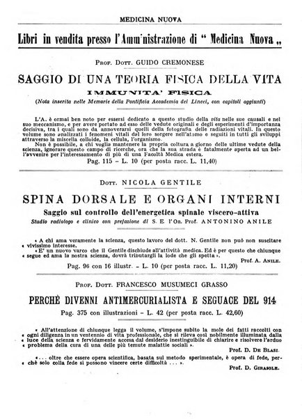 Medicina nuova periodico settimanale di scienze mediche, giurisprudenza sanitaria, medicina sociale e interessi delle classi sanitarie