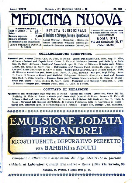 Medicina nuova periodico settimanale di scienze mediche, giurisprudenza sanitaria, medicina sociale e interessi delle classi sanitarie