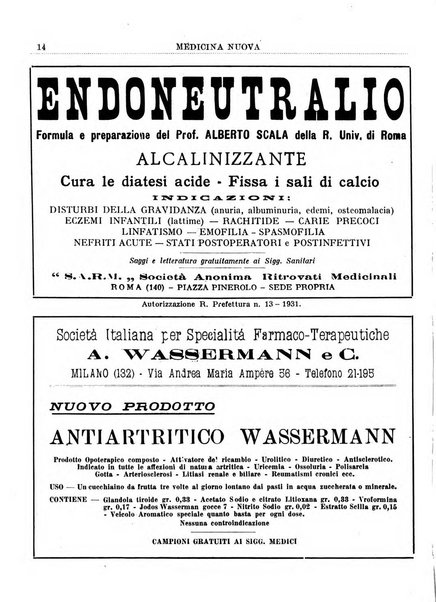 Medicina nuova periodico settimanale di scienze mediche, giurisprudenza sanitaria, medicina sociale e interessi delle classi sanitarie