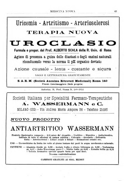 Medicina nuova periodico settimanale di scienze mediche, giurisprudenza sanitaria, medicina sociale e interessi delle classi sanitarie