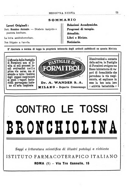 Medicina nuova periodico settimanale di scienze mediche, giurisprudenza sanitaria, medicina sociale e interessi delle classi sanitarie