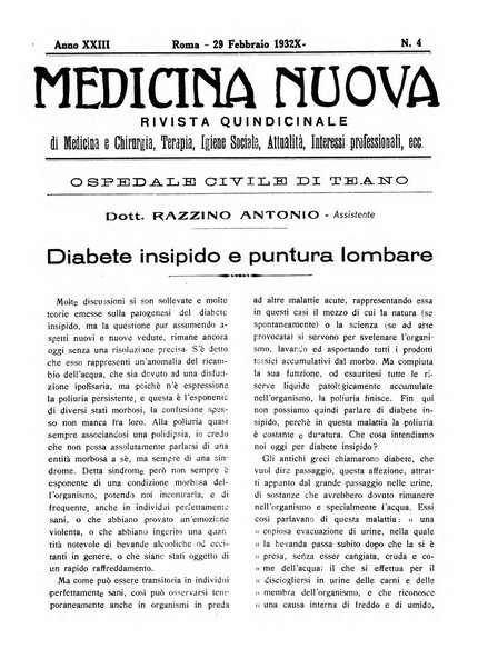 Medicina nuova periodico settimanale di scienze mediche, giurisprudenza sanitaria, medicina sociale e interessi delle classi sanitarie