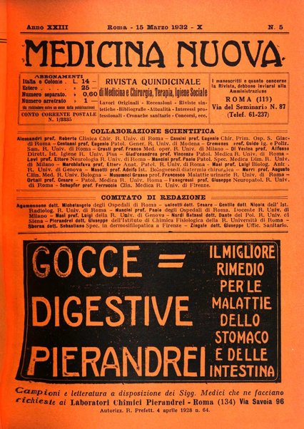 Medicina nuova periodico settimanale di scienze mediche, giurisprudenza sanitaria, medicina sociale e interessi delle classi sanitarie