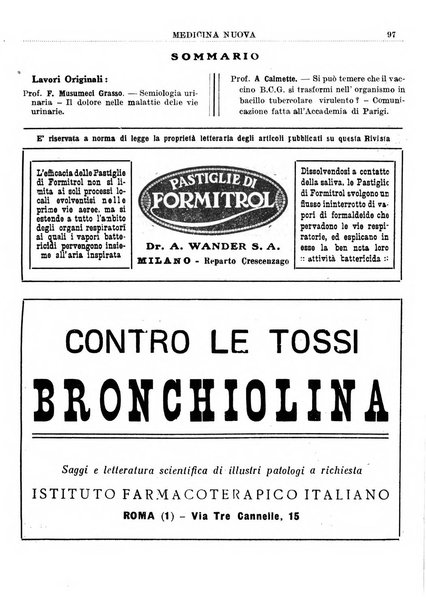 Medicina nuova periodico settimanale di scienze mediche, giurisprudenza sanitaria, medicina sociale e interessi delle classi sanitarie