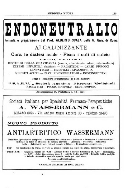 Medicina nuova periodico settimanale di scienze mediche, giurisprudenza sanitaria, medicina sociale e interessi delle classi sanitarie