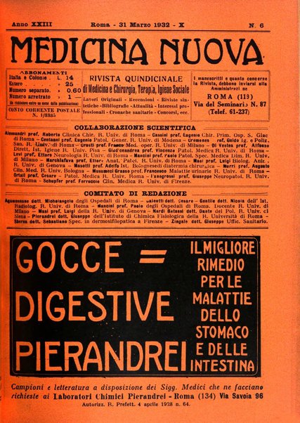 Medicina nuova periodico settimanale di scienze mediche, giurisprudenza sanitaria, medicina sociale e interessi delle classi sanitarie