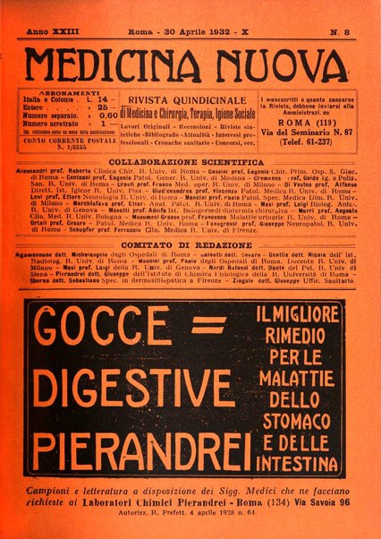 Medicina nuova periodico settimanale di scienze mediche, giurisprudenza sanitaria, medicina sociale e interessi delle classi sanitarie