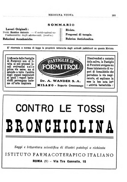 Medicina nuova periodico settimanale di scienze mediche, giurisprudenza sanitaria, medicina sociale e interessi delle classi sanitarie