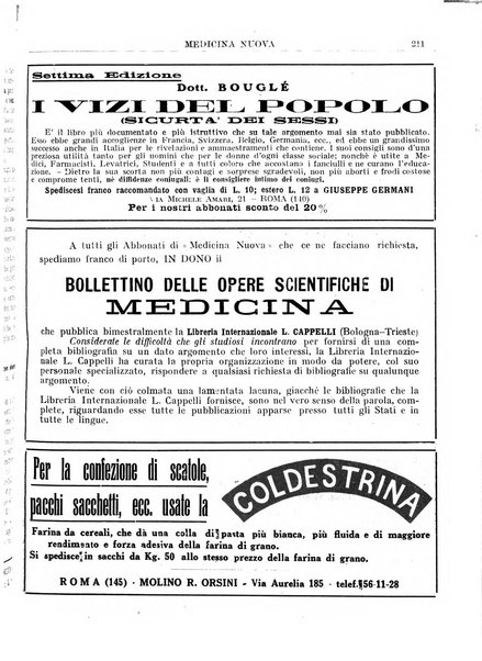 Medicina nuova periodico settimanale di scienze mediche, giurisprudenza sanitaria, medicina sociale e interessi delle classi sanitarie