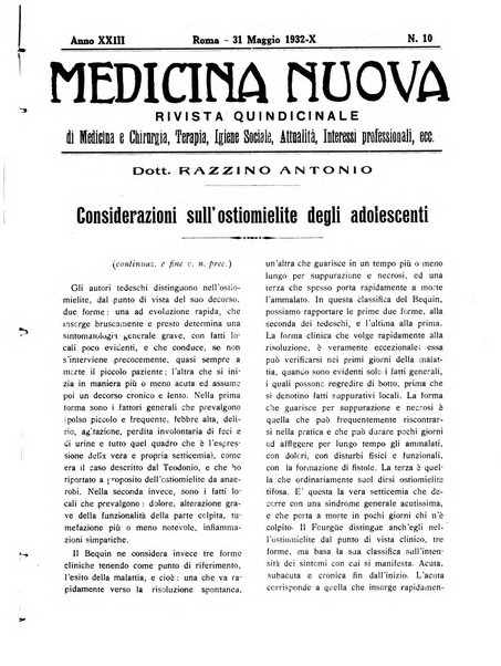 Medicina nuova periodico settimanale di scienze mediche, giurisprudenza sanitaria, medicina sociale e interessi delle classi sanitarie