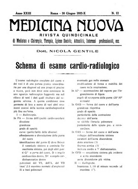 Medicina nuova periodico settimanale di scienze mediche, giurisprudenza sanitaria, medicina sociale e interessi delle classi sanitarie