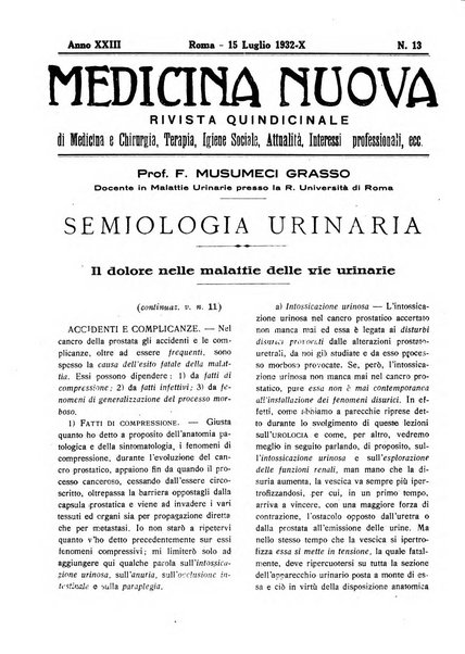 Medicina nuova periodico settimanale di scienze mediche, giurisprudenza sanitaria, medicina sociale e interessi delle classi sanitarie