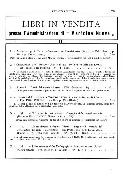 Medicina nuova periodico settimanale di scienze mediche, giurisprudenza sanitaria, medicina sociale e interessi delle classi sanitarie