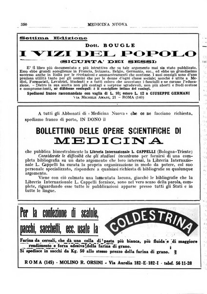 Medicina nuova periodico settimanale di scienze mediche, giurisprudenza sanitaria, medicina sociale e interessi delle classi sanitarie