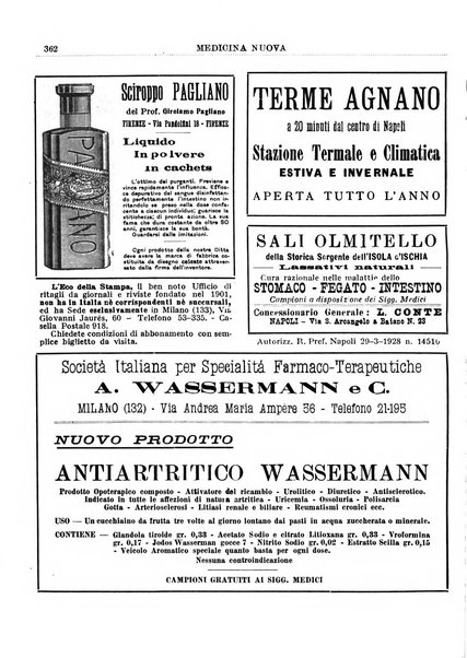 Medicina nuova periodico settimanale di scienze mediche, giurisprudenza sanitaria, medicina sociale e interessi delle classi sanitarie