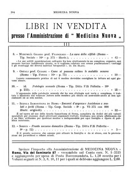 Medicina nuova periodico settimanale di scienze mediche, giurisprudenza sanitaria, medicina sociale e interessi delle classi sanitarie