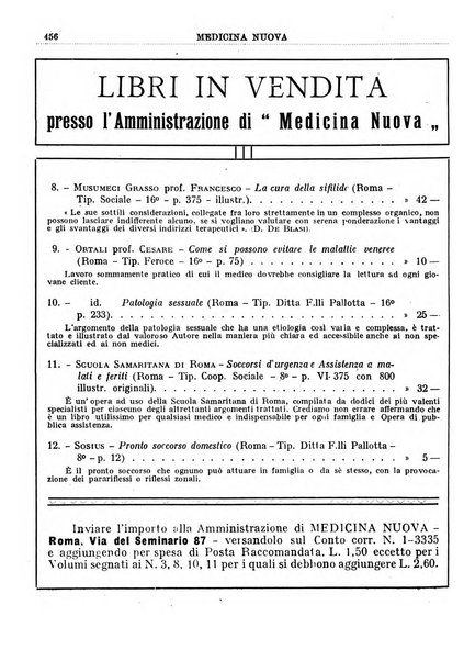 Medicina nuova periodico settimanale di scienze mediche, giurisprudenza sanitaria, medicina sociale e interessi delle classi sanitarie