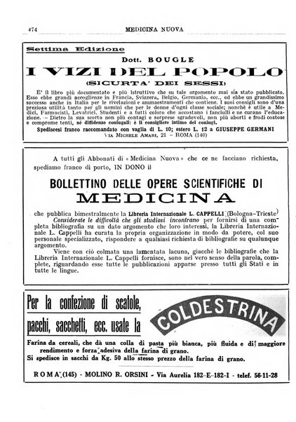 Medicina nuova periodico settimanale di scienze mediche, giurisprudenza sanitaria, medicina sociale e interessi delle classi sanitarie